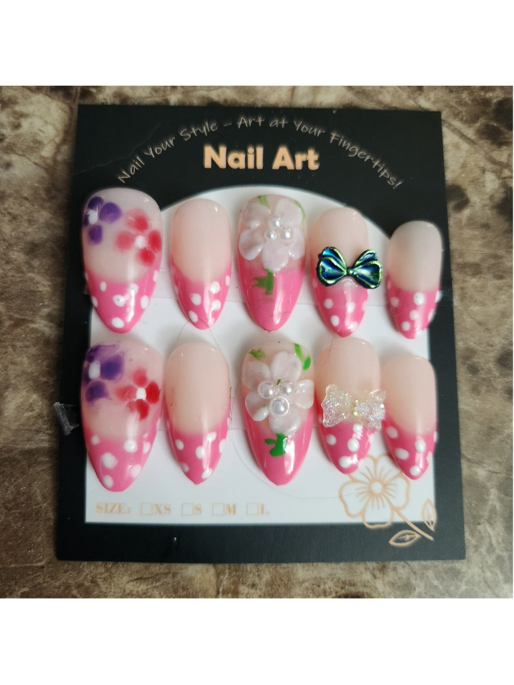 Hand Made Press On Nails Medium